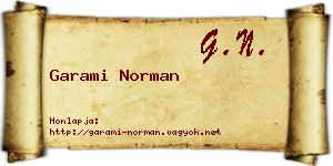 Garami Norman névjegykártya